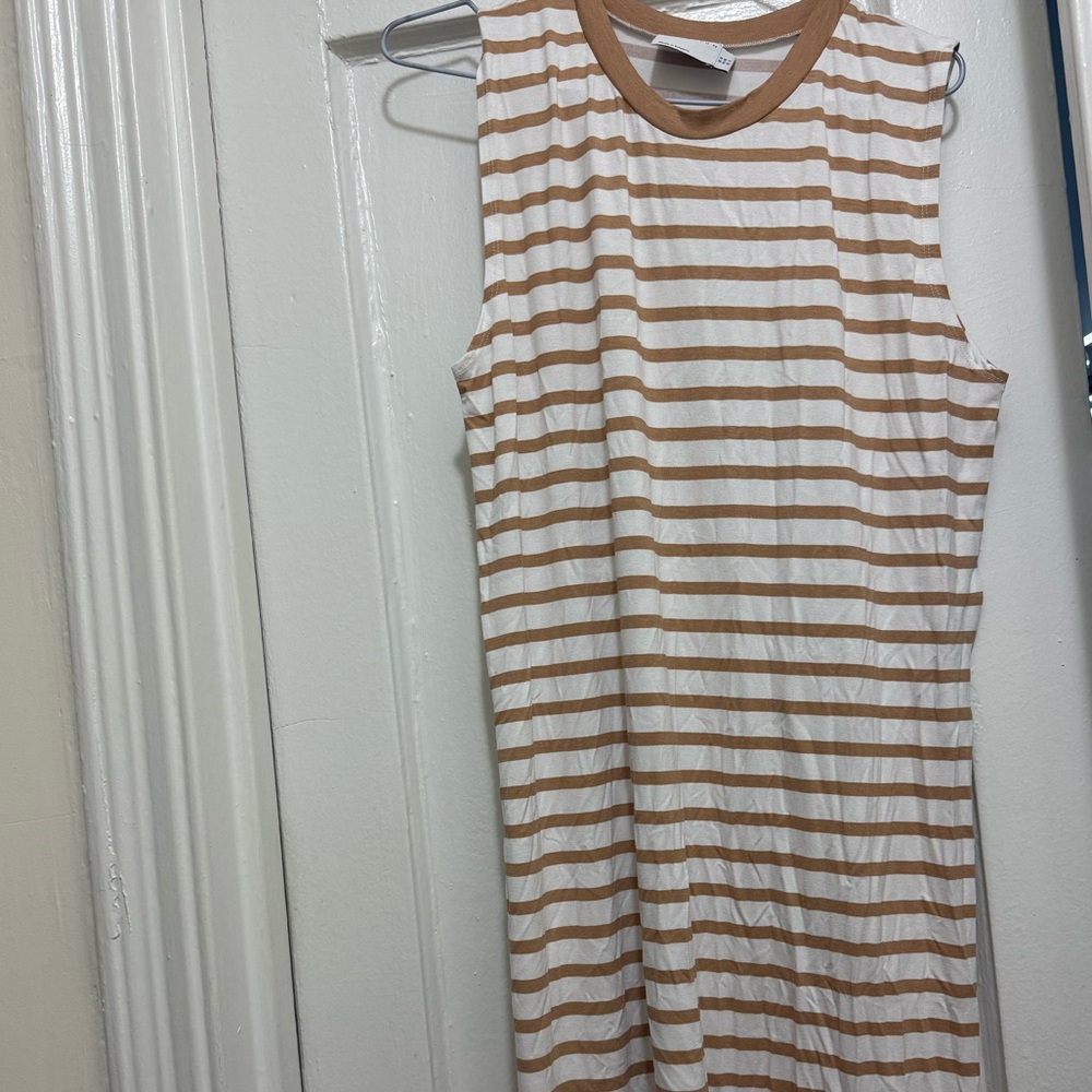 ASOS Brown and White Striped Maxi Dress
